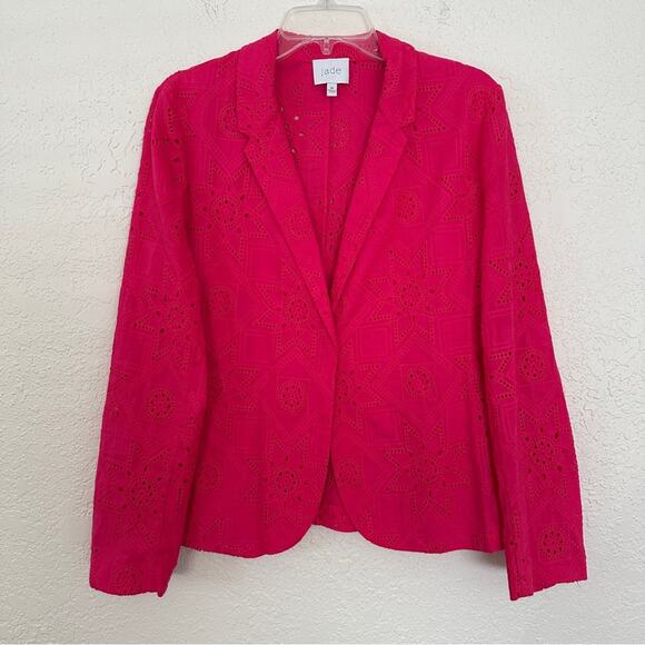 Jade by Johnny Was Joanna Eyelet Blazer Kolbie Pants Set Pink Love Potion S/M - Picture 2 of 11